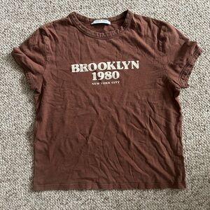 Brown Zara vintage Style baby tee